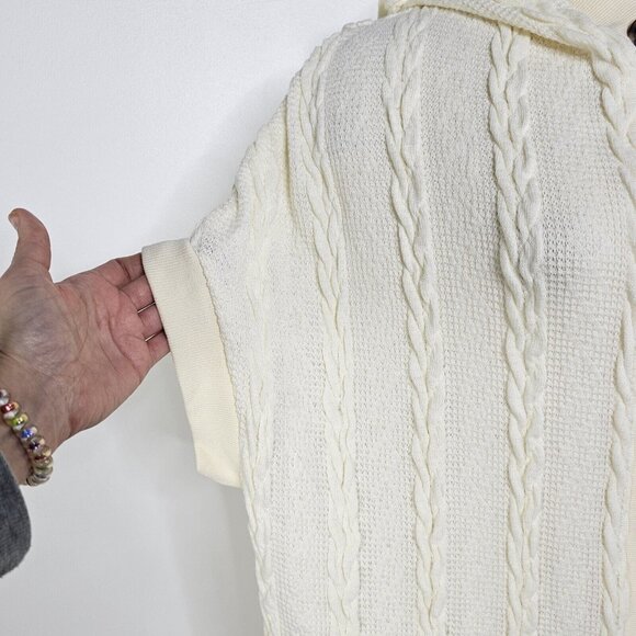Simple By Suzanne Betro Womens Cable Knit Cardigan Medium Ivory Oversized Hoodie - Picture 4 of 16